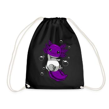 Graugeschlechtliche Flagge Axolotl Haufen Kawaii - Turnbeutel - Schwarz - Vorne