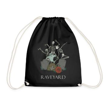 Funny Skeleton Raving Rave Heavy Metal Goth - Drawstring Bag - black - Front