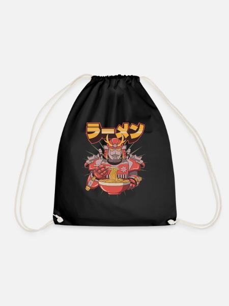Cyborg Robot Ramen Noodles Cyber Punk Cyber - Drawstring Bag - black