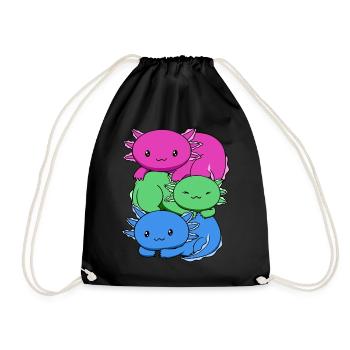 Polysexuelle Flagge Axolotl Haufen Kawaii - Turnbeutel - Schwarz - Vorne