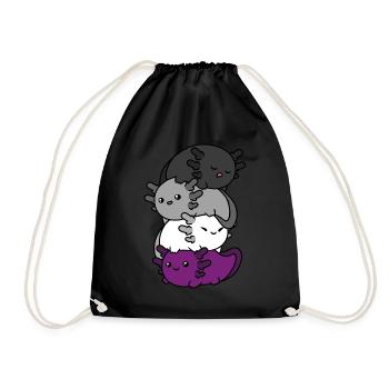 Kawaii Axolotl Haufen Asexuelle Stolz Asexuelle Fl - Turnbeutel - Schwarz - Vorne