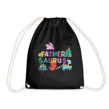 Father Saurus | Rawr Dinosaur Tshirt | Family - Drawstring Bag - black - Front