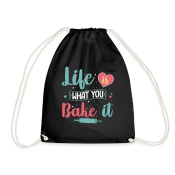 Life Is What You Bake | Baker Shirt - Drawstring Bag - black - Front