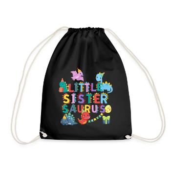 Little sister Saurus | Rawr Dinosaur Tshirt - Drawstring Bag - black - Front