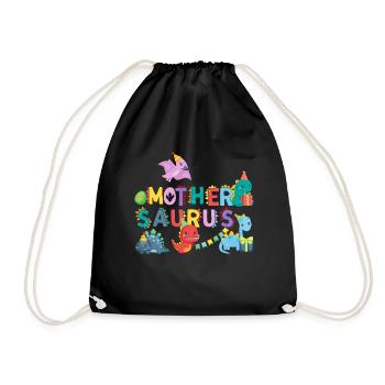 Mother Saurus | Rawr Dinosaur Tshirt | Family - Drawstring Bag - black - Front