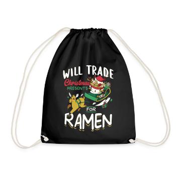 Échangez des cadeaux de Noël contre des ramen | Ramen - Sac de sport léger - noir - Devant