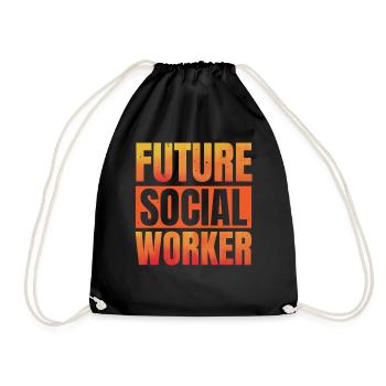 Future Social Worker Job Profession Social Well-being - Drawstring Bag - black - Front