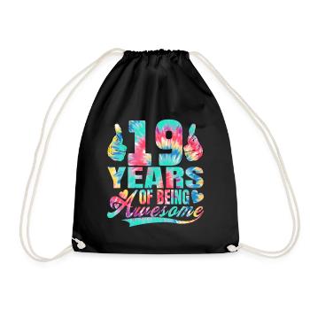 19th birthday or anniversary 19 years of being - Drawstring Bag - black - Front