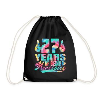 27th birthday or anniversary 27 years of being - Drawstring Bag - black - Front