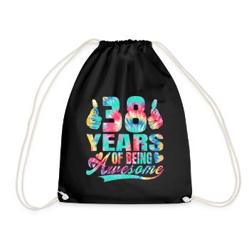 38th birthday or anniversary 38 years of being - Drawstring Bag - black - Front