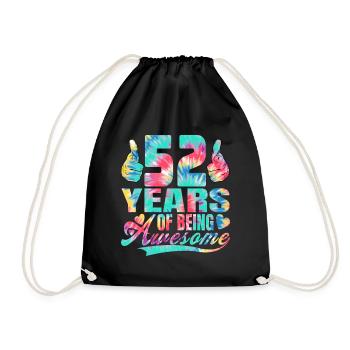 52nd birthday or anniversary 52 years of being - Drawstring Bag - black - Front