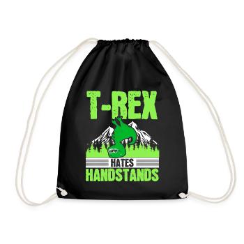 T-rex hates handstands paleontologist dinosaurs - Drawstring Bag - black - Front