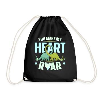 You make my heart sound Paleontologist Dino - Drawstring Bag - black - Front