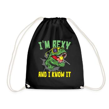 I'm Rexy and I know paleontologist Dinosaur - Drawstring Bag - black - Front