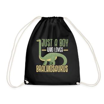 Just a boy who loves brachiosaurus dinosaurs - Drawstring Bag - black - Front