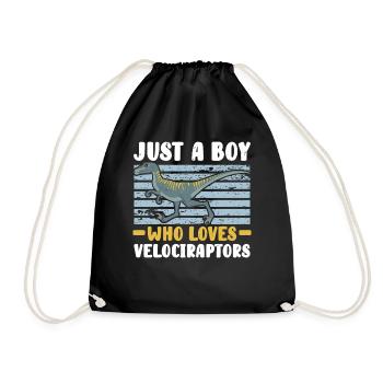 Just A Boy Who Loves Velociraptors Dinosaur Dino - Drawstring Bag - black - Front