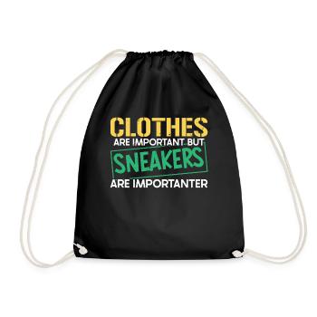Clothes are important, but sneakers are important - Drawstring Bag - black - Front