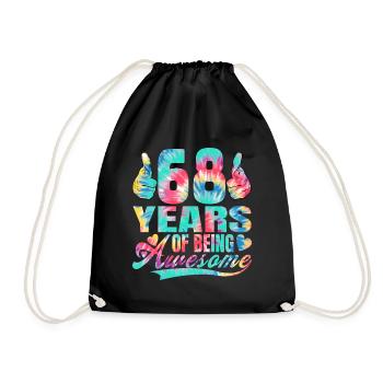 68th birthday or anniversary 68 years of being - Drawstring Bag - black - Front
