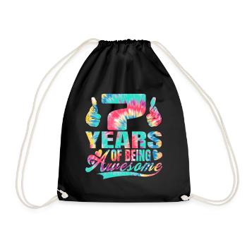 7th birthday or anniversary 7 years of being - Drawstring Bag - black - Front