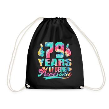 79th birthday or anniversary 79 years of being - Drawstring Bag - black - Front