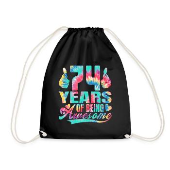 74th birthday or anniversary 74 years of being - Drawstring Bag - black - Front