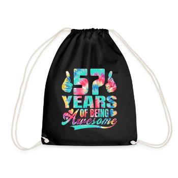 57th birthday or anniversary 57 years of being - Drawstring Bag - black - Front