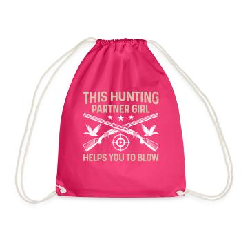 Funny Waterfowl Hunting Girl Duck Hunt - Drawstring Bag - fuchsia - Front