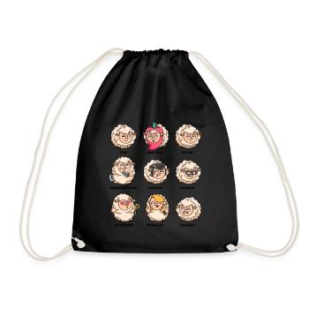 Word game sheep unschaf flock of sheep funny sheep - Drawstring Bag - black - Front