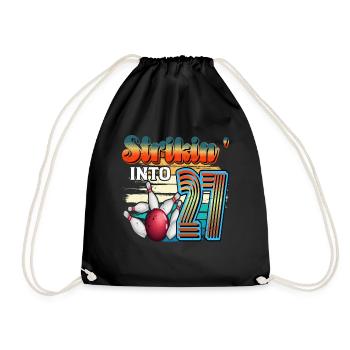 Strikin' Into 27 Bowling Bowler Celebration for the 27th anniversary of the 27th anniversary of the Bowling Bowler - Drawstring Bag - black - Front