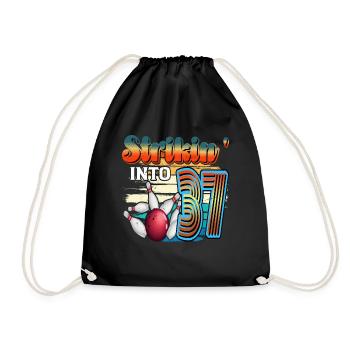 Strikin' Into 37 Bowling Bowler 37th birthday - Drawstring Bag - black - Front