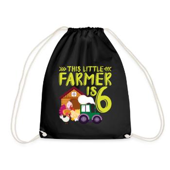 This small farmer is 6 farm more thematic - Drawstring Bag - black - Front