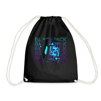 Blackjack Pik-Bube Pik-Ass Retro Geschenk - Turnbeutel - Schwarz - Vorne