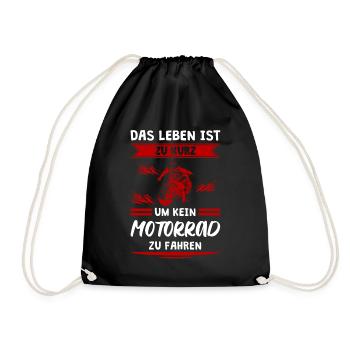 Leben Zu Kurz Motorradfahrer Motorrad Fahren Biker - Turnbeutel - Schwarz - Vorne