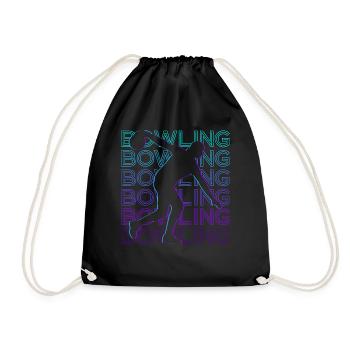 Bowling Bowler Retro Gift - Drawstring Bag - black - Front