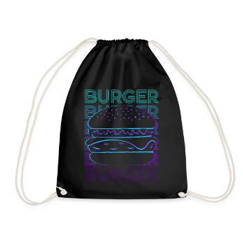 Burger Hamburger Cheeseburger Retro Geschenk - Turnbeutel - Schwarz - Vorne