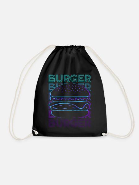 Burger Hamburger Cheeseburger Retro Geschenk - Turnbeutel - Schwarz