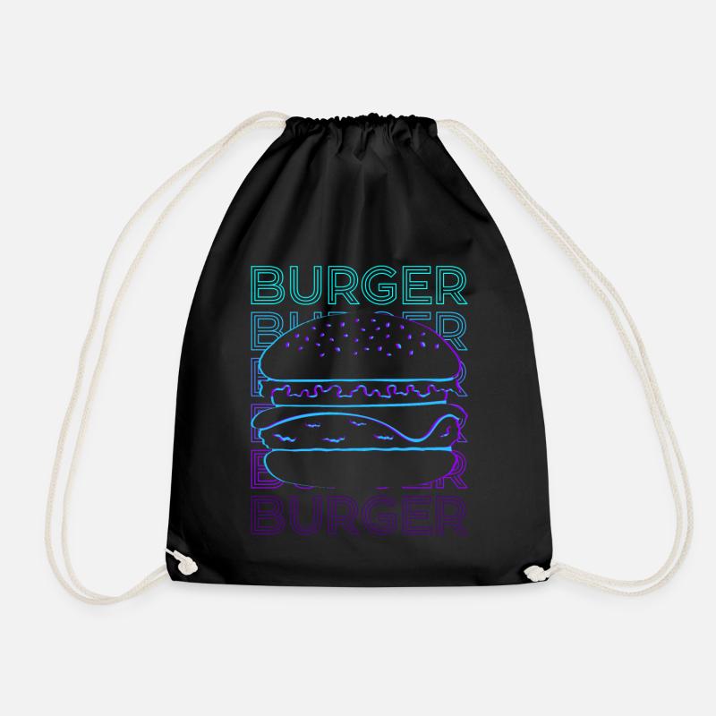 Burger Hamburger Cheeseburger Retro Geschenk - Turnbeutel - Schwarz