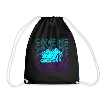 Camping Motorhome Camp Retro Gift - Drawstring Bag - black - Front
