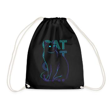 Cat Retro Gift - Drawstring Bag - black - Front