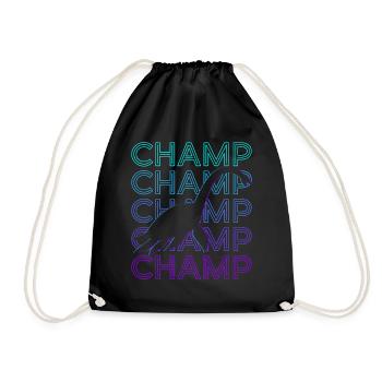 Champ Champy Lake Monster Retro Geschenk - Turnbeutel - Schwarz - Vorne
