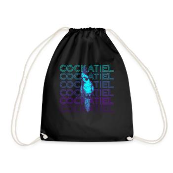 Cockatiel Retro Gift - Drawstring Bag - black - Front