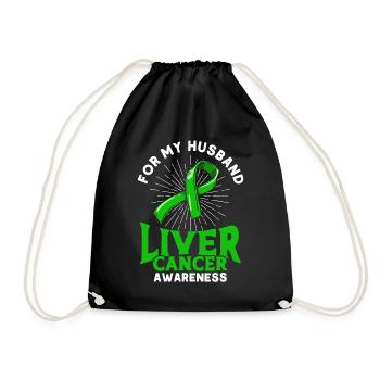 For my husband liver cancer - Drawstring Bag - black - Front