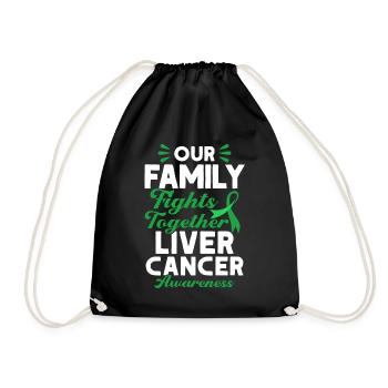 Our family fights liver cancer together - Drawstring Bag - black - Front