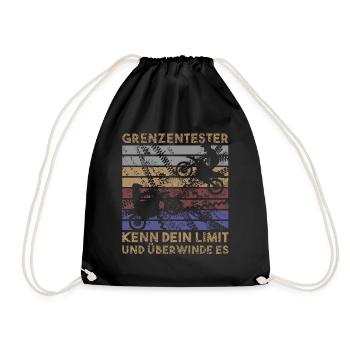 Retro Grenzentester Limit Motorradfahrer Motocross - Turnbeutel - Schwarz - Vorne