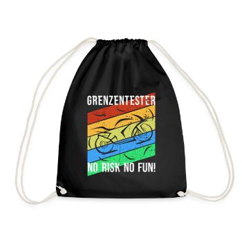 Grenzentester No Risk No Fun Motorradfahrer Biker - Turnbeutel - Schwarz - Vorne