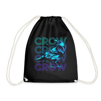Crow Raven Retro Gift - Drawstring Bag - black - Front
