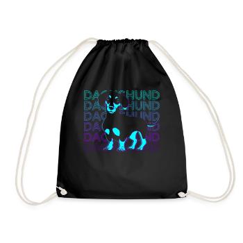 Dackel Retro Geschenk - Turnbeutel - Schwarz - Vorne