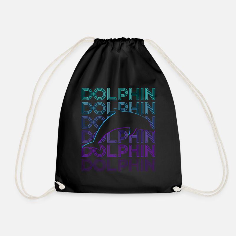 Delphin Retro Geschenk - Turnbeutel - Schwarz