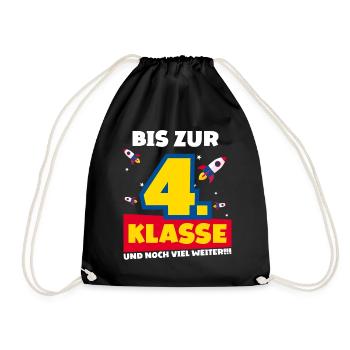 Bis Zur 4. Klasse und noch viel weiter Rakete - Turnbeutel - Schwarz - Vorne
