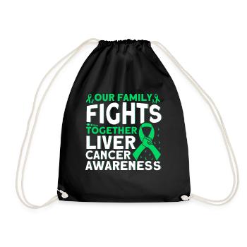 Our family fights liver cancer together - Drawstring Bag - black - Front
